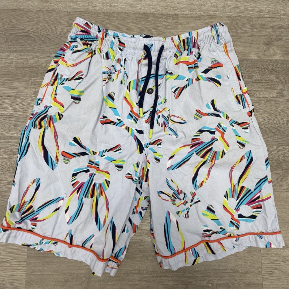 Psycho Bunny Men's Size Small All Over Bunny Woven Jam Lounge Shorts Rainbow